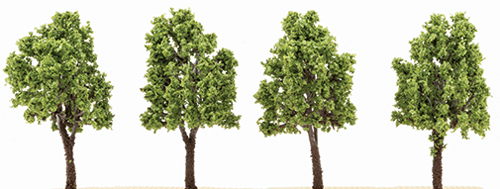  Light Green Tree with Textured Trunk, 4pk